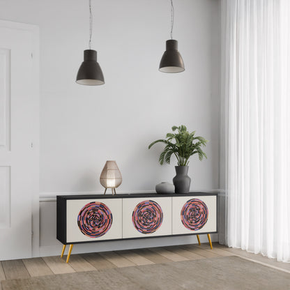 BROWN CIRCLES 3-dörrars TV-bänk i svart finish