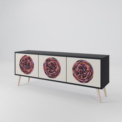 BROWN CIRCLES 3-dörrars TV-bänk i svart finish