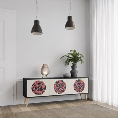 BROWN CIRCLES 3-dörrars TV-bänk i svart finish