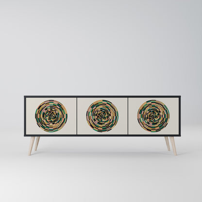 GREEN CIRCLES 3-dörrars TV-bänk i svart finish