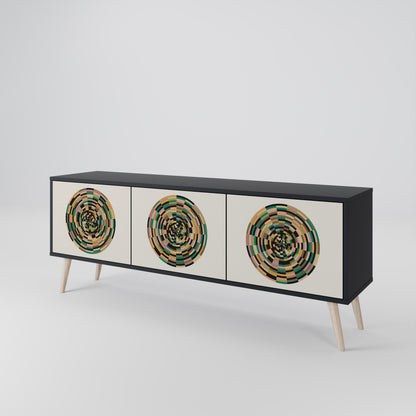 GREEN CIRCLES 3-dörrars TV-bänk i svart finish