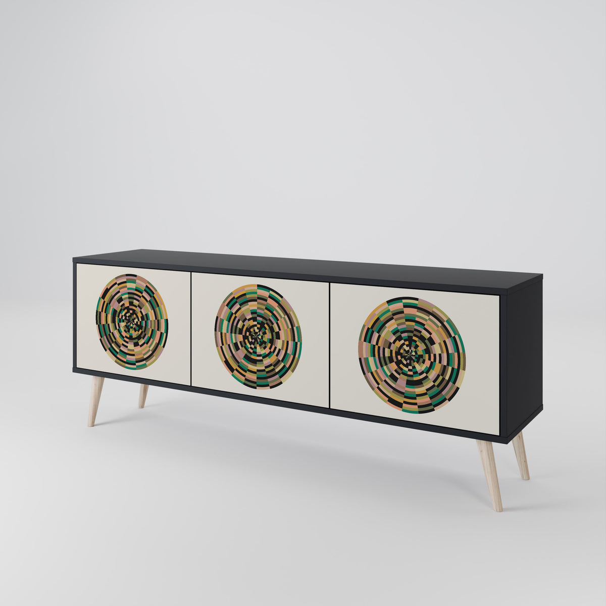 GREEN CIRCLES TV-bänk med 3 dörrar