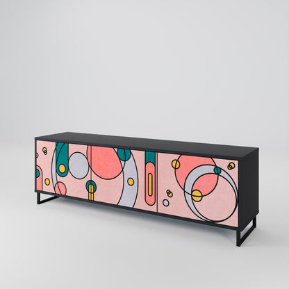 GOSSAMER ECHOES 3-Door TV Stand in Black Finish