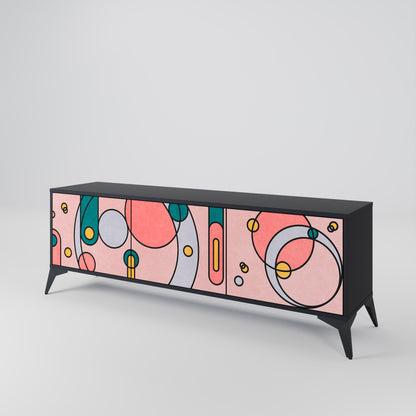 GOSSAMER ECHOES 3-Door TV Stand in Black Finish