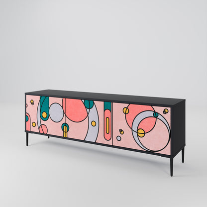 GOSSAMER ECHOES 3-Door TV Stand in Black Finish
