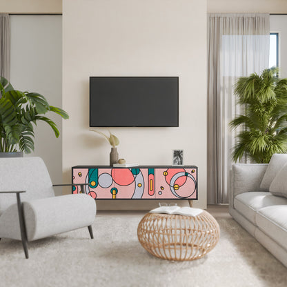 GOSSAMER ECHOES 3-Door TV Stand in Black Finish