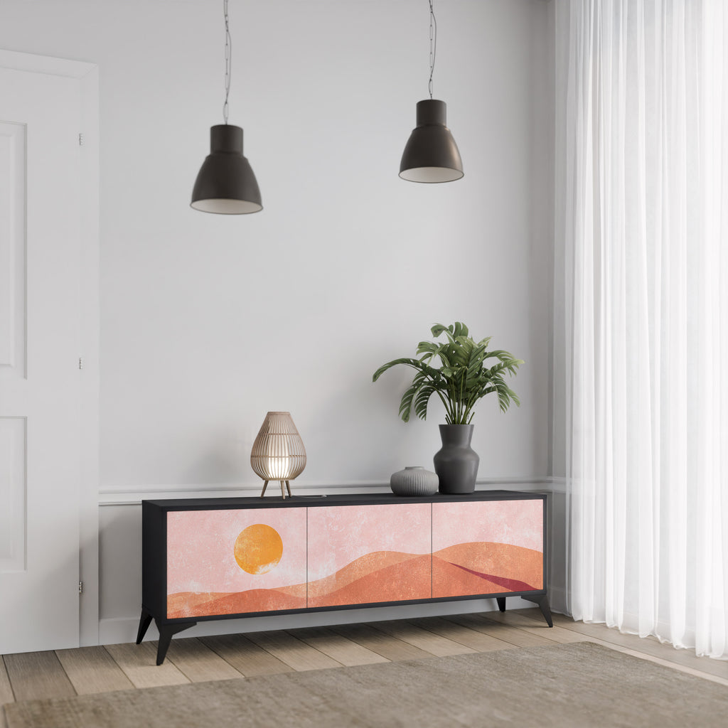 LIMINOUS SUNLIGHT 3-dörrars TV-bänk i svart finish