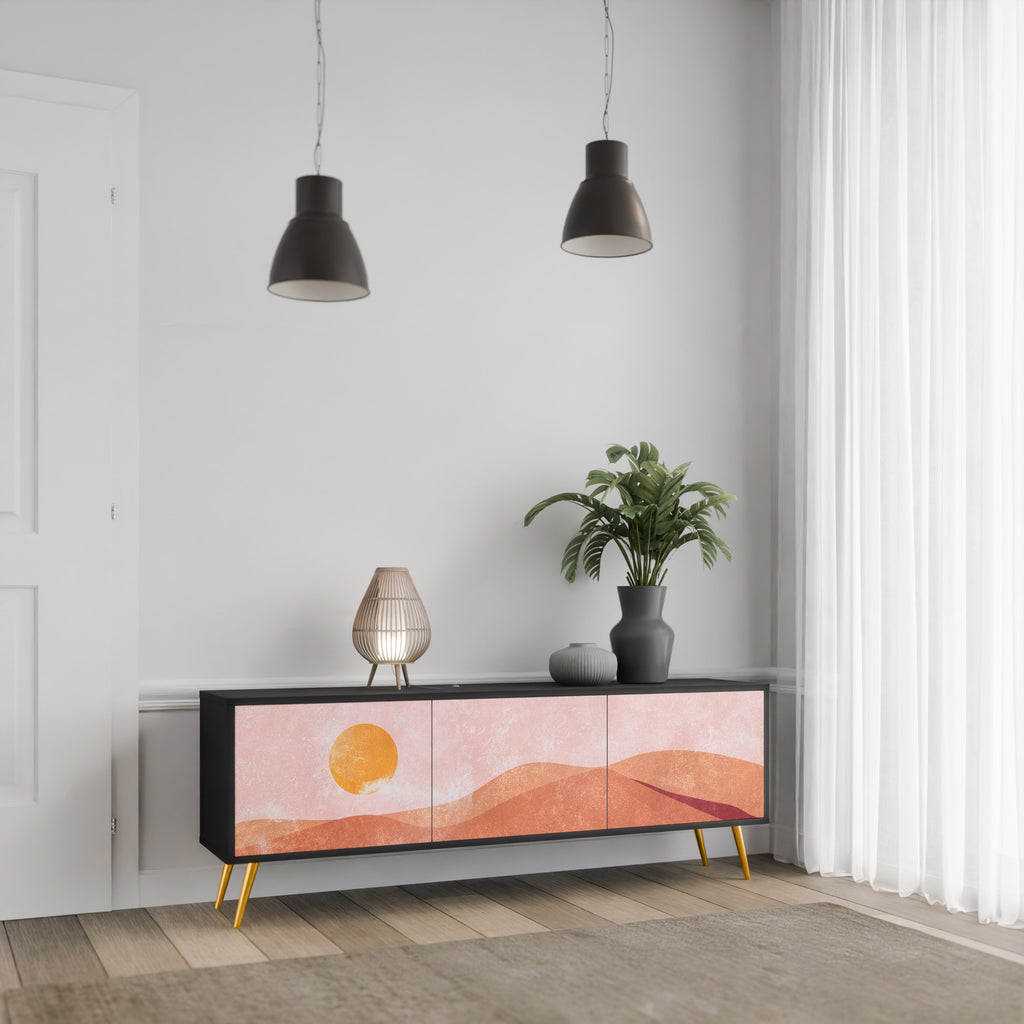 LIMINOUS SUNLIGHT 3-dörrars TV-bänk i svart finish