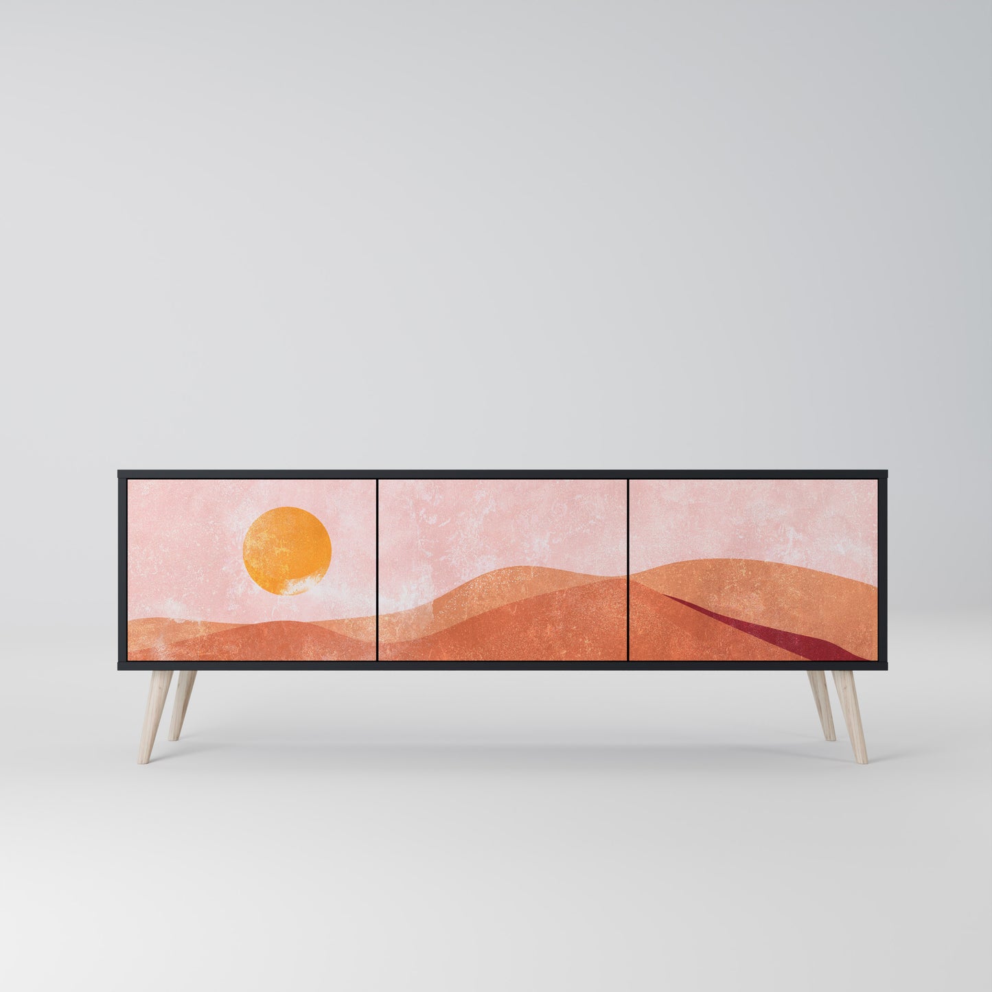 LIMINOUS SUNLIGHT 3-dörrars TV-bänk i svart finish