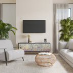 MOSAIC OF COLOURS 3-dörrars TV-bänk i svart finish