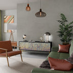 MOSAIC OF COLOURS 3-dörrars TV-bänk i svart finish