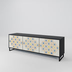 PATTERNED PRISM 3-Door TV Stand in Black Finish