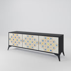 PATTERNED PRISM 3-Door TV Stand in Black Finish