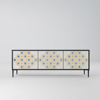 PATTERNED PRISM 3-Door TV Stand in Black Finish