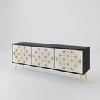 PATTERNED PRISM 3-Door TV Stand in Black Finish