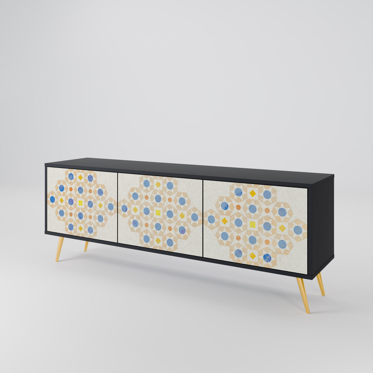 PATTERNED PRISM TV-bänk med 3 dörrar