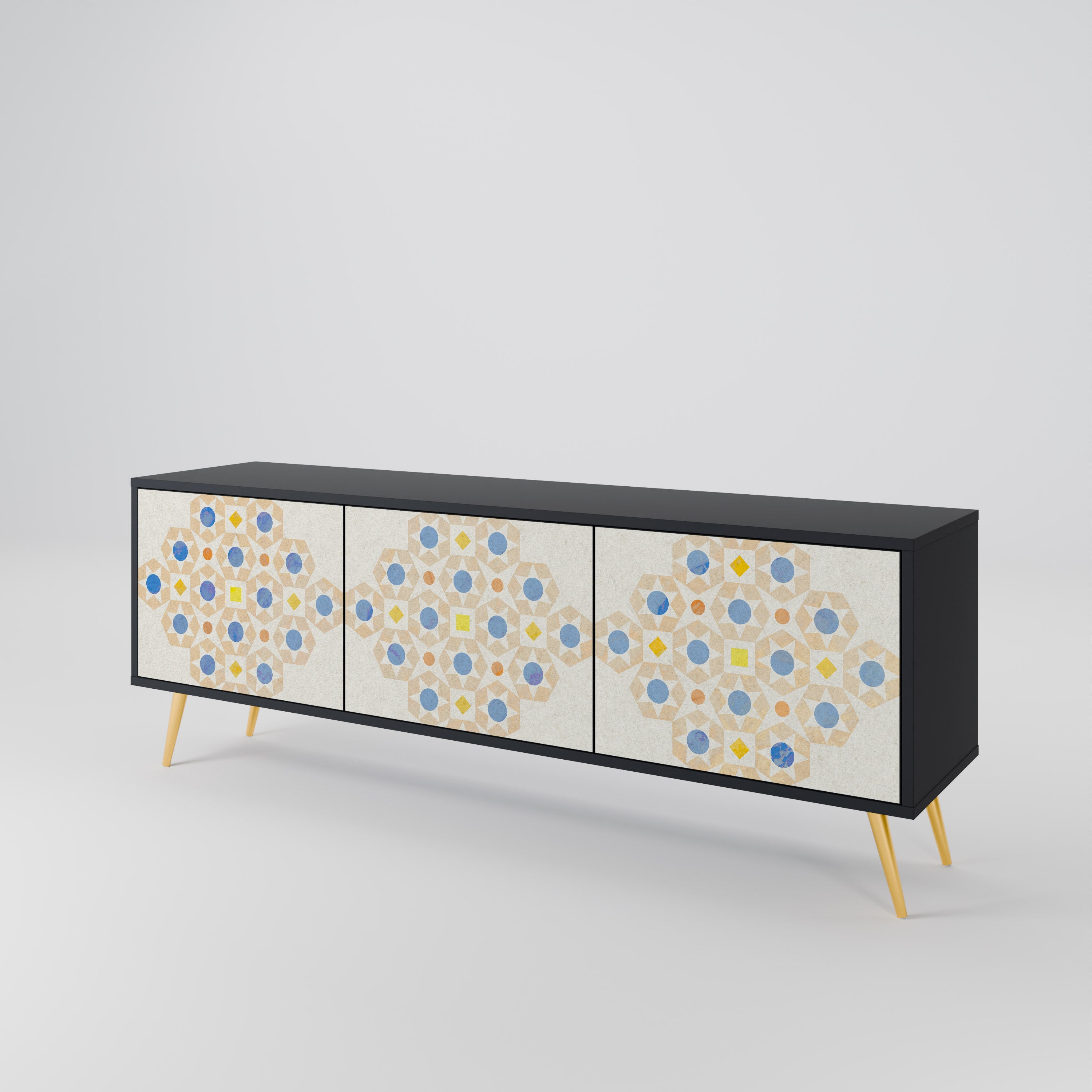 PATTERNED PRISM TV-bänk med 3 dörrar