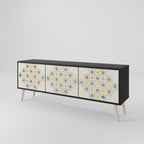 PATTERNED PRISM 3-Door TV Stand in Black Finish