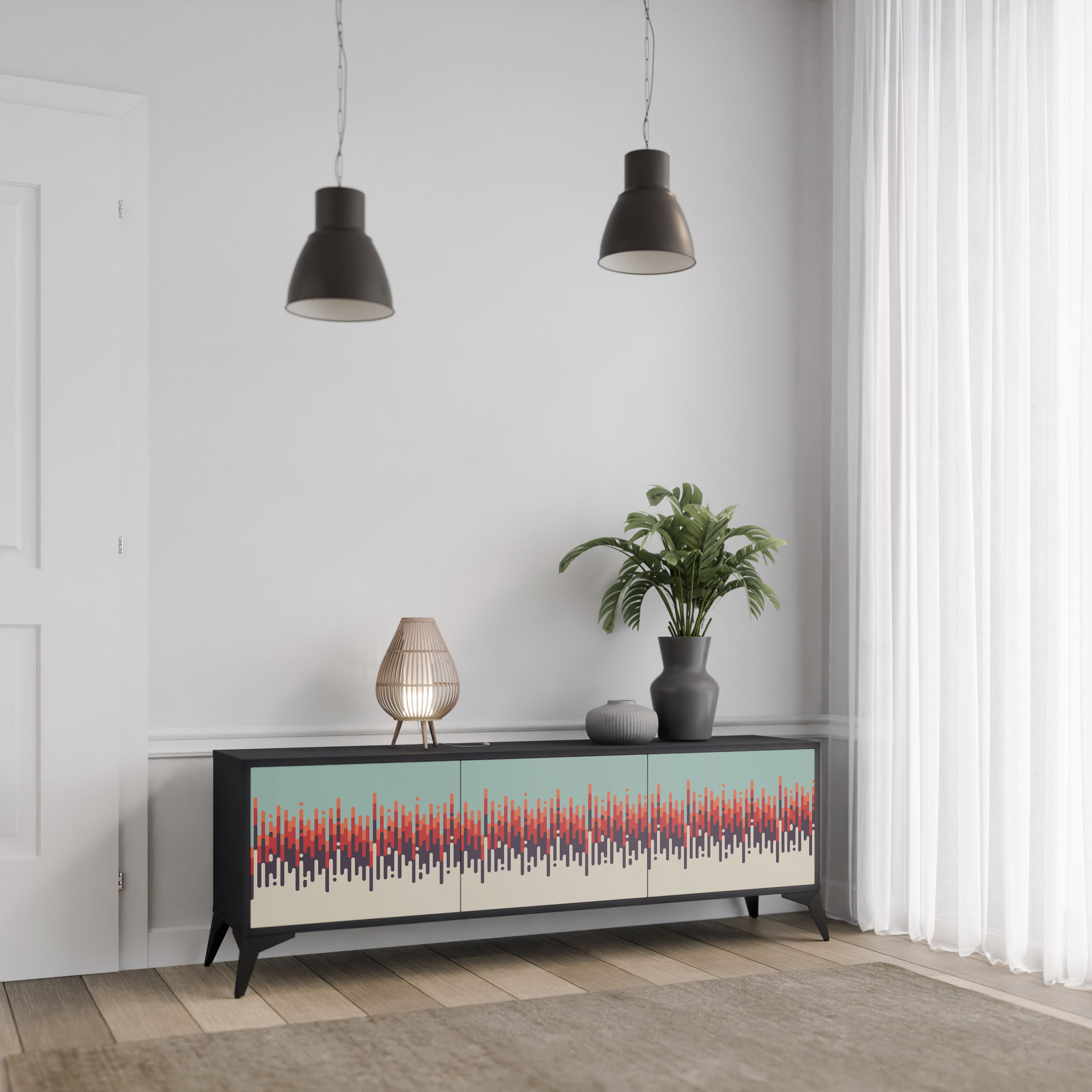 CHROMA CONTOURS 3-dörrars TV-bänk i svart finish
