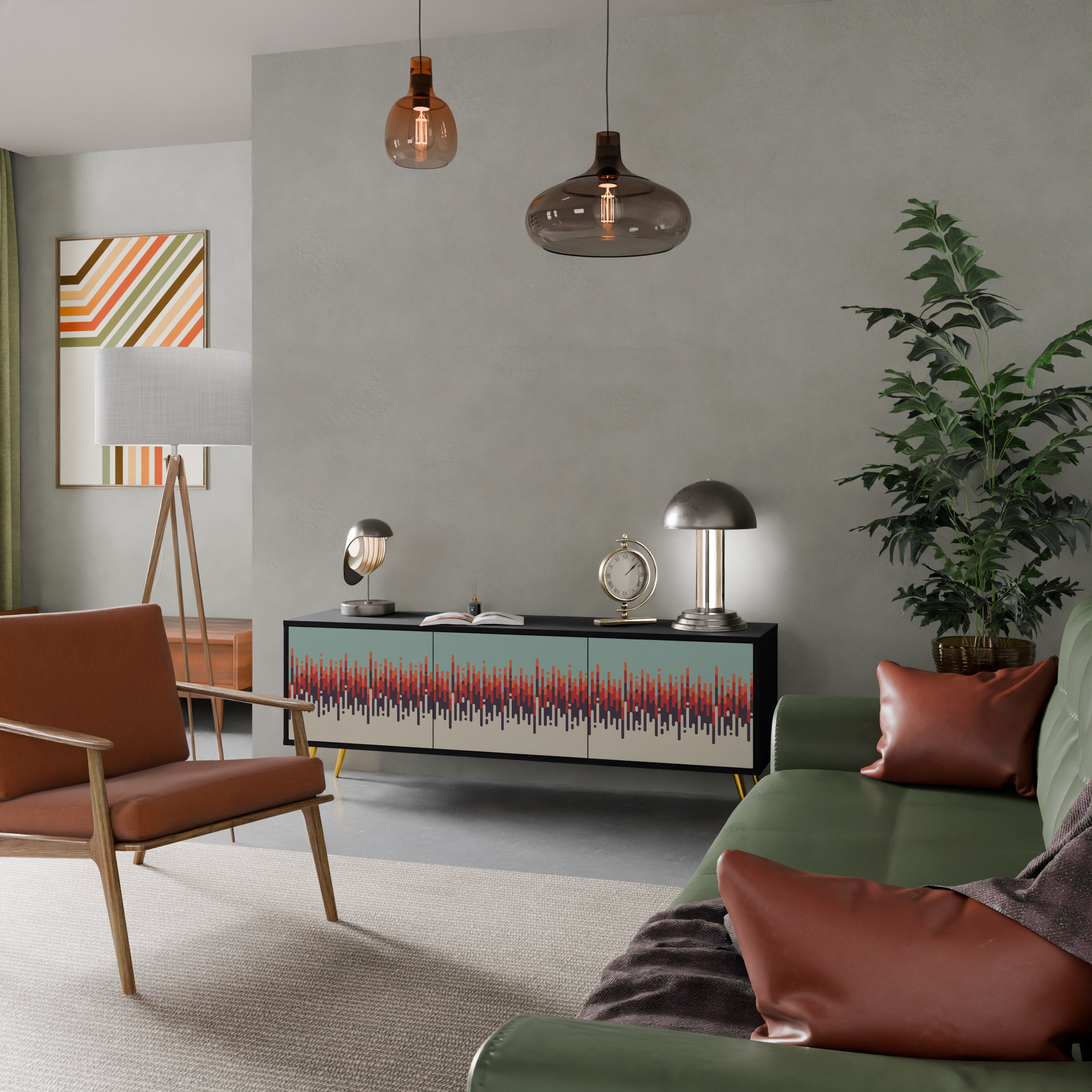 CHROMA CONTOURS 3-dörrars TV-bänk i svart finish