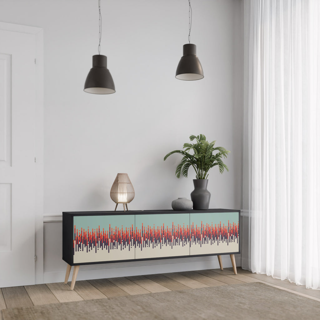 CHROMA CONTOURS 3-dörrars TV-bänk i svart finish