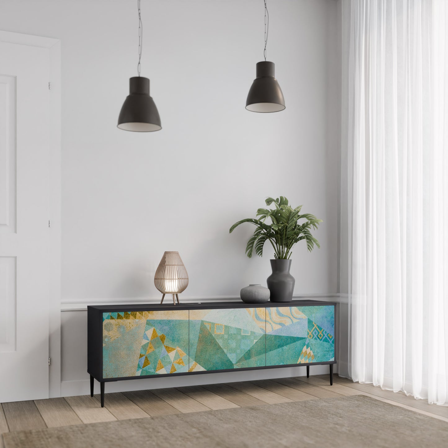 SPECTRUM SPLENDOR 3-dörrars TV-bänk i svart finish