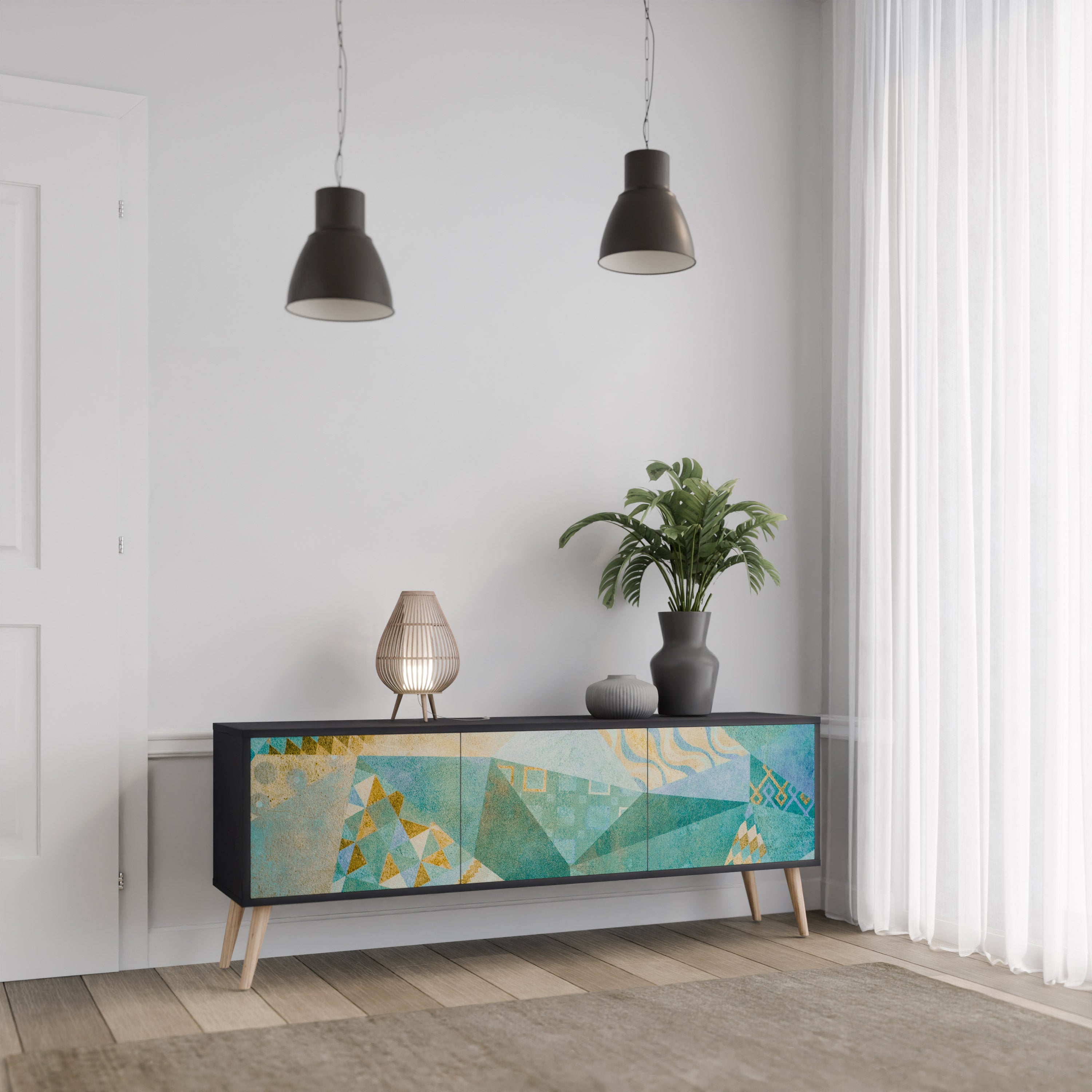 SPECTRUM SPLENDOR 3-dörrars TV-bänk i svart finish