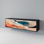 ABSTRACT LANDSCAPE 3-Door TV Stand in Black Finish