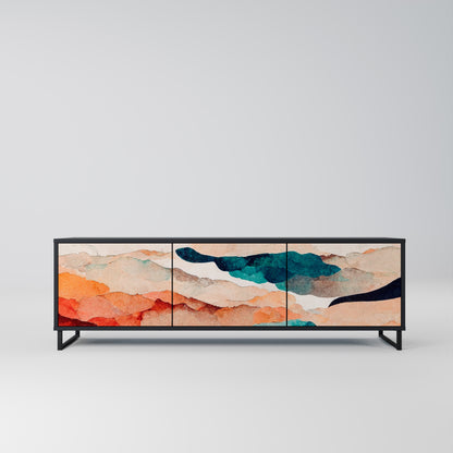 ABSTRACT LANDSCAPE 3-Door TV Stand in Black Finish