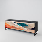 ABSTRACT LANDSCAPE 3-Door TV Stand in Black Finish