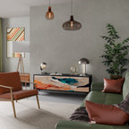 ABSTRACT LANDSCAPE 3-Door TV Stand in Black Finish