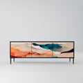 ABSTRACT LANDSCAPE 3-Door TV Stand in Black Finish