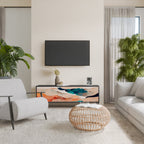 ABSTRACT LANDSCAPE 3-Door TV Stand in Black Finish