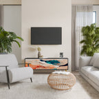 ABSTRACT LANDSCAPE 3-Door TV Stand in Black Finish