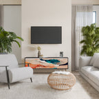 ABSTRACT LANDSCAPE 3-Door TV Stand in Black Finish