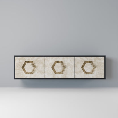HEXAGONAL SHAPES 3-dörrars TV-bänk i svart finish