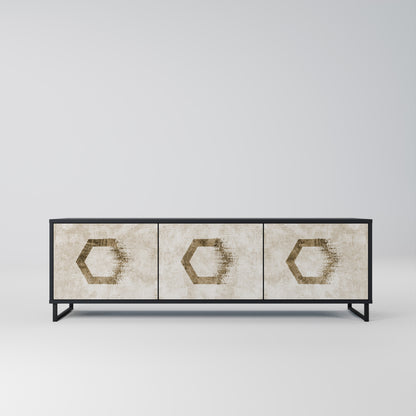 HEXAGONAL SHAPES 3-dörrars TV-bänk i svart finish