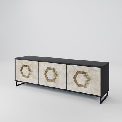 HEXAGONAL SHAPES 3-dörrars TV-bänk i svart finish