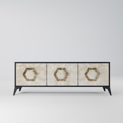HEXAGONAL SHAPES 3-dörrars TV-bänk i svart finish