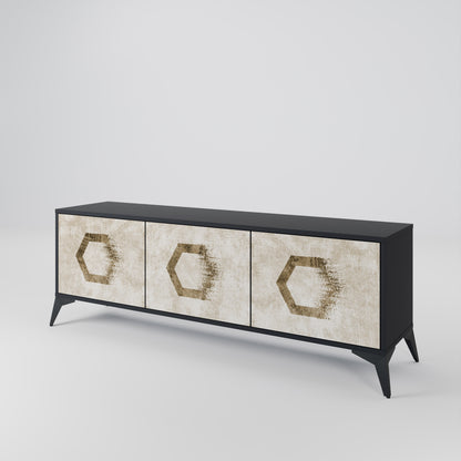 HEXAGONAL SHAPES 3-dörrars TV-bänk i svart finish