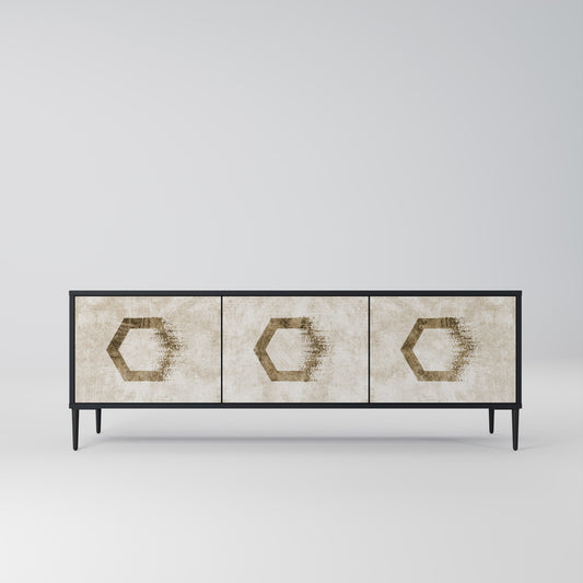 HEXAGONAL SHAPES 3-dörrars TV-bänk i svart finish