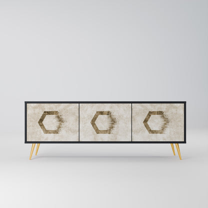 HEXAGONAL SHAPES 3-dörrars TV-bänk i svart finish