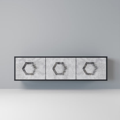 HEXAGONAL FIGURES 3-dörrars TV-bänk i svart finish