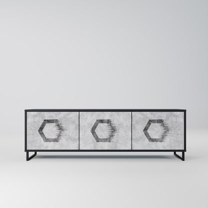 HEXAGONAL FIGURES 3-dörrars TV-bänk i svart finish