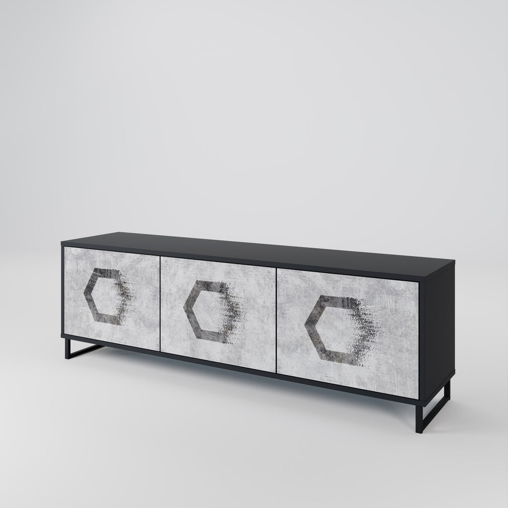 HEXAGONAL FIGURES 3-dörrars TV-bänk i svart finish