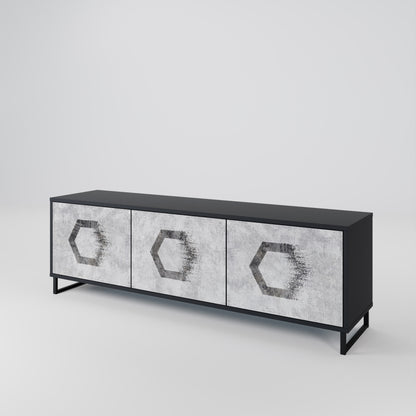 HEXAGONAL FIGURES 3-dörrars TV-bänk i svart finish