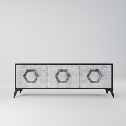 HEXAGONAL FIGURES 3-dörrars TV-bänk i svart finish