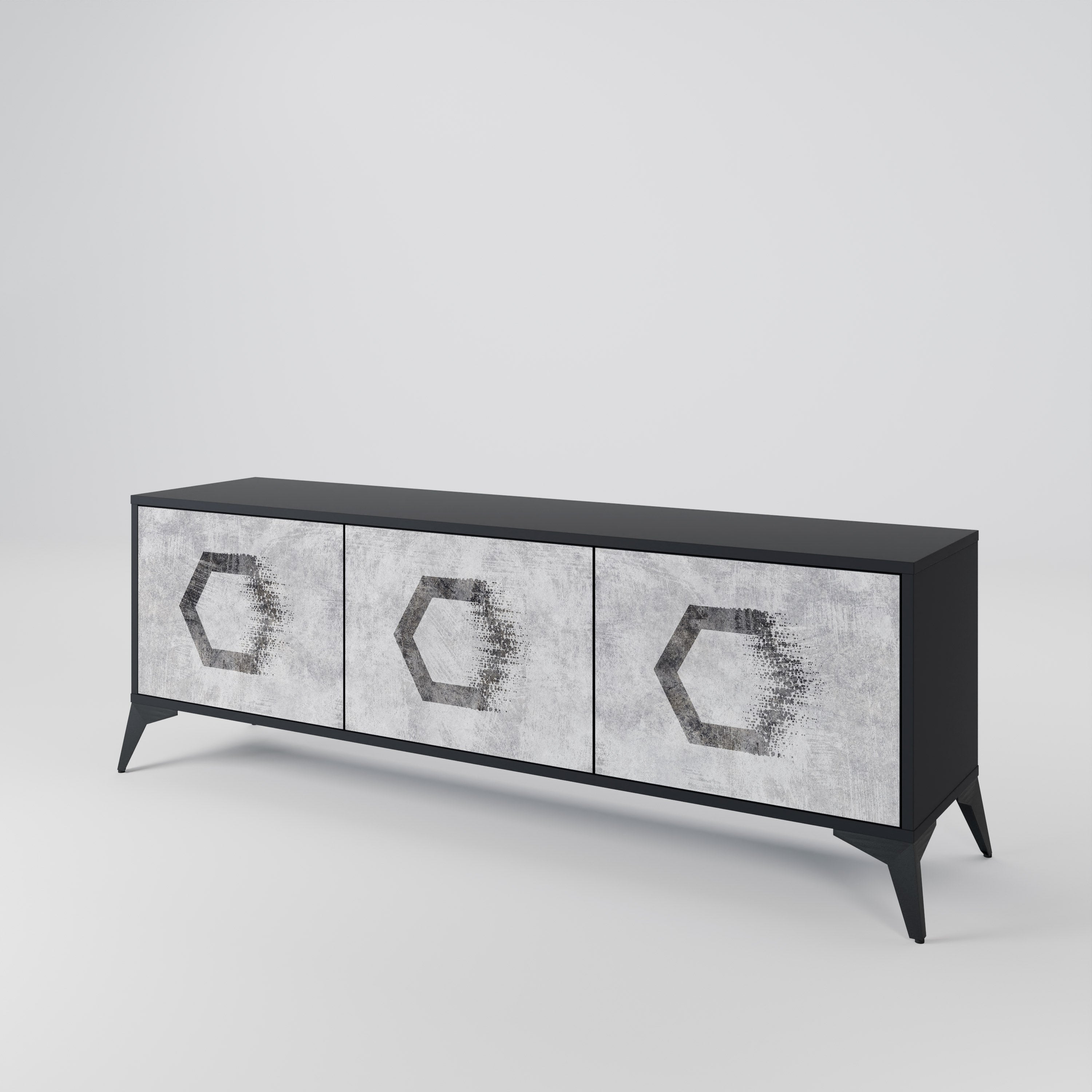HEXAGONAL FIGURES TV-bänk med 3 dörrar