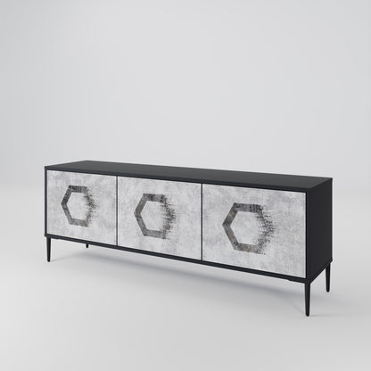 HEXAGONAL FIGURES 3-dörrars TV-bänk i svart finish
