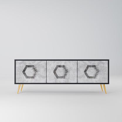 HEXAGONAL FIGURES 3-dörrars TV-bänk i svart finish